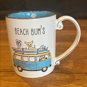 Beach Bum's Mug with Paw Print and Blue Interior